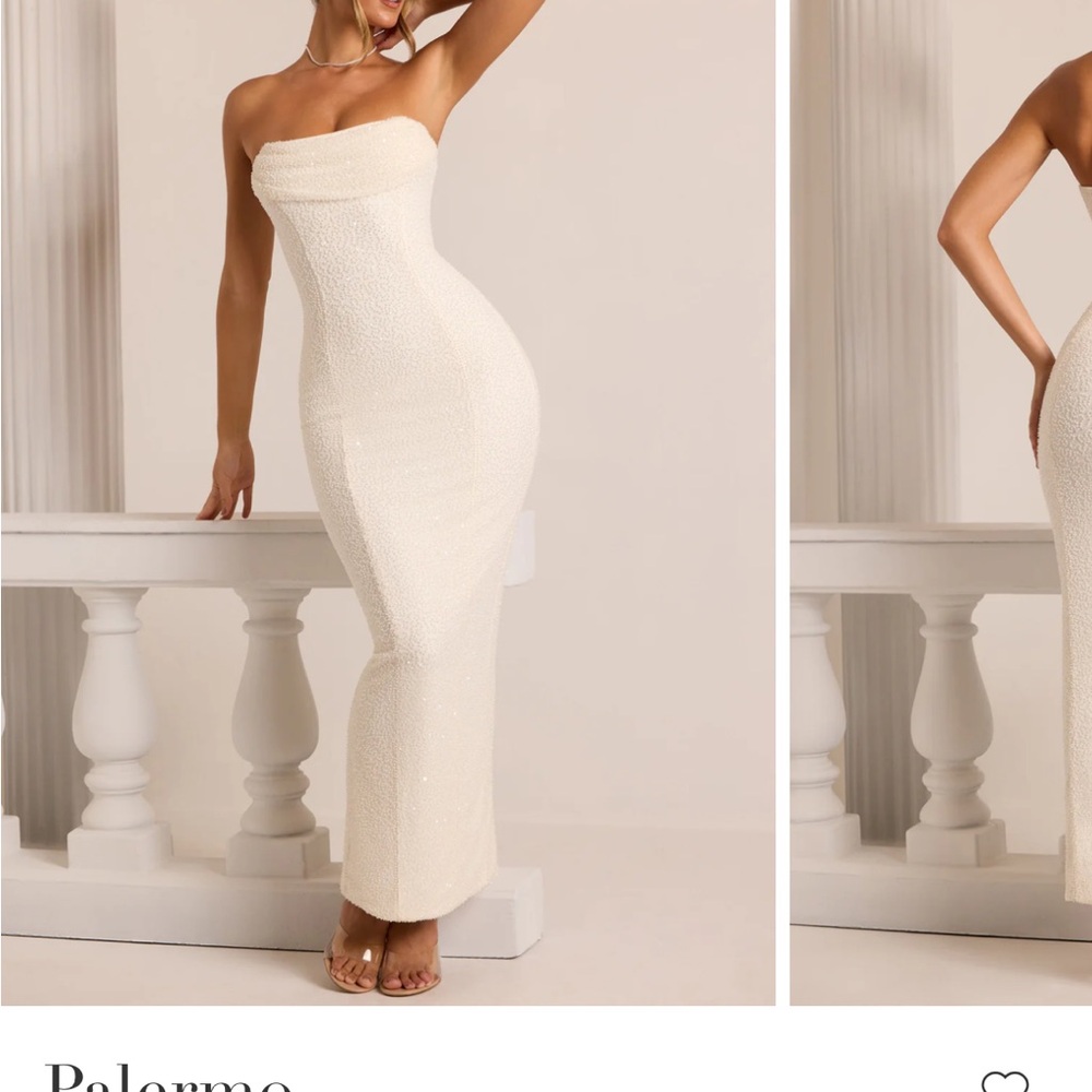 Oh Polly Cream Strapless Dress